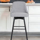 26" Light Gray and Black Fabric with Solid Wood Swivel Counter Height Bar Chair