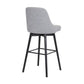 26" Light Gray and Black Fabric with Solid Wood Swivel Counter Height Bar Chair