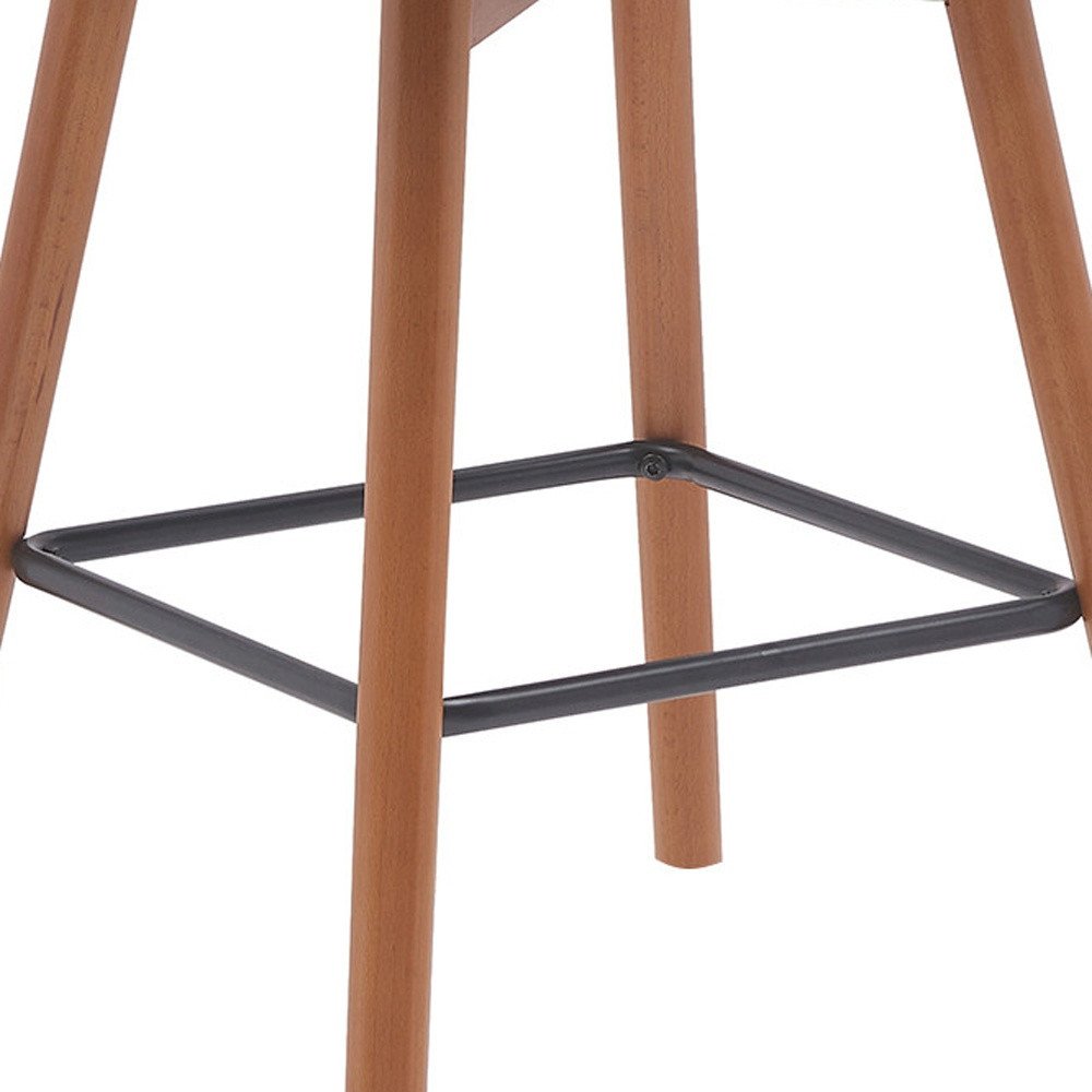 26" Cream and Wood Brown Faux Leather with Solid Wood Swivel Counter Height Bar Chair