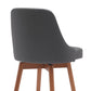 26" Gray and Wood Brown Faux Leather with Solid Wood Swivel Counter Height Bar Chair