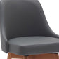 26" Gray and Wood Brown Faux Leather with Solid Wood Swivel Counter Height Bar Chair