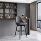 30" Gray and Black Faux Leather with Solid Wood Swivel Bar Height Bar Chair