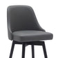 30" Gray and Black Faux Leather with Solid Wood Swivel Bar Height Bar Chair