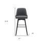 30" Gray and Black Faux Leather with Solid Wood Swivel Bar Height Bar Chair