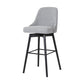 30" Light Gray and Black Fabric with Solid Wood Swivel Bar Height Bar Chair