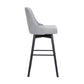 30" Light Gray and Black Fabric with Solid Wood Swivel Bar Height Bar Chair