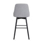 30" Light Gray and Black Fabric with Solid Wood Swivel Bar Height Bar Chair