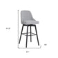 30" Light Gray and Black Fabric with Solid Wood Swivel Bar Height Bar Chair