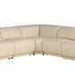 Beige Italian Leather Modular L Shaped Five Piece Corner Sectional