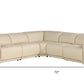 Beige Italian Leather Modular L Shaped Five Piece Corner Sectional