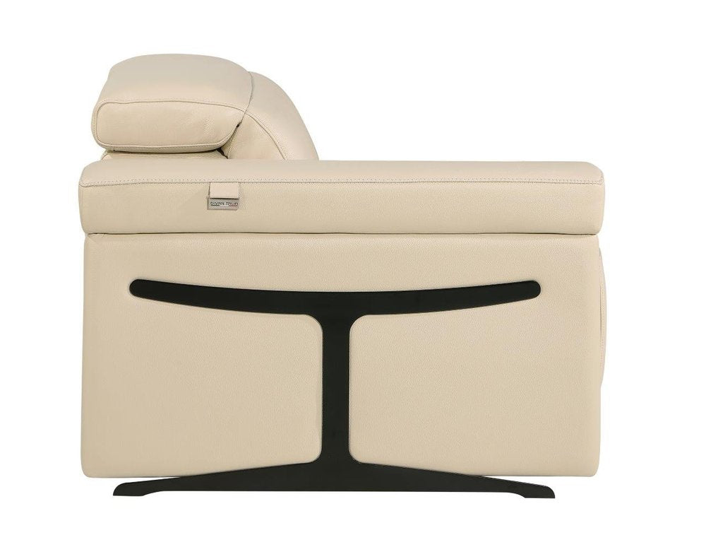 Beige Italian Leather Modular L Shaped Five Piece Corner Sectional