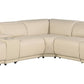 Beige Italian Leather Modular L Shaped Six Piece Corner Sectional With Console