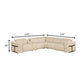 Beige Italian Leather Modular L Shaped Six Piece Corner Sectional With Console