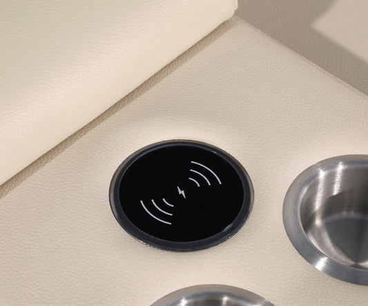 Beige Italian Leather Modular L Shaped Six Piece Corner Sectional With Console