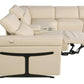 Beige Italian Leather Modular L Shaped Six Piece Corner Sectional With Console