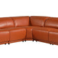 Camel Italian Leather Modular L Shaped Five Piece Corner Sectional