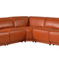 Camel Italian Leather Modular L Shaped Five Piece Corner Sectional