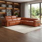 Camel Italian Leather Modular L Shaped Five Piece Corner Sectional