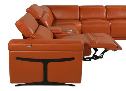 Camel Italian Leather Modular L Shaped Five Piece Corner Sectional