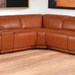 Camel Italian Leather Modular L Shaped Six Piece Corner Sectional With Console