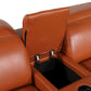 Camel Italian Leather Modular L Shaped Six Piece Corner Sectional With Console