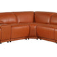 Camel Italian Leather Modular L Shaped Six Piece Corner Sectional With Console