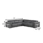 Gray Italian Leather Modular L Shaped Five Piece Corner Sectional