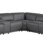 Gray Italian Leather Modular L Shaped Six Piece Corner Sectional With Console