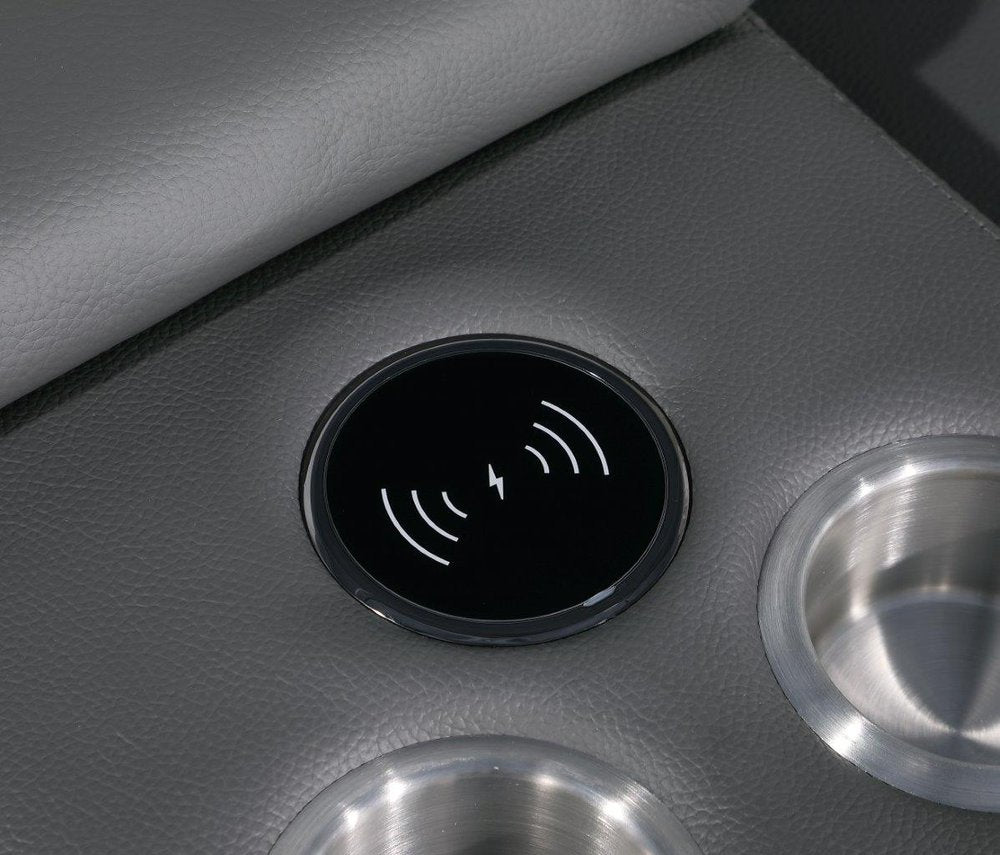 Gray Italian Leather Modular L Shaped Six Piece Corner Sectional With Console