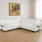 White Italian Leather Modular L Shaped Five Piece Corner Sectional