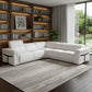 White Italian Leather Modular L Shaped Five Piece Corner Sectional