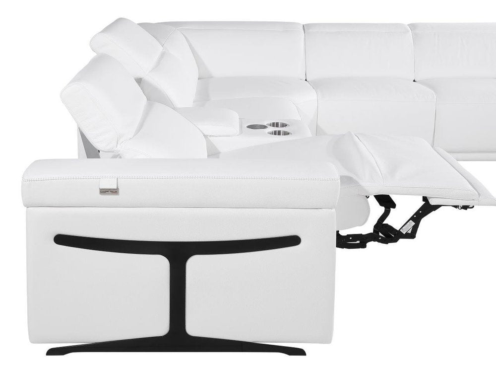 White Italian Leather Modular L Shaped Five Piece Corner Sectional