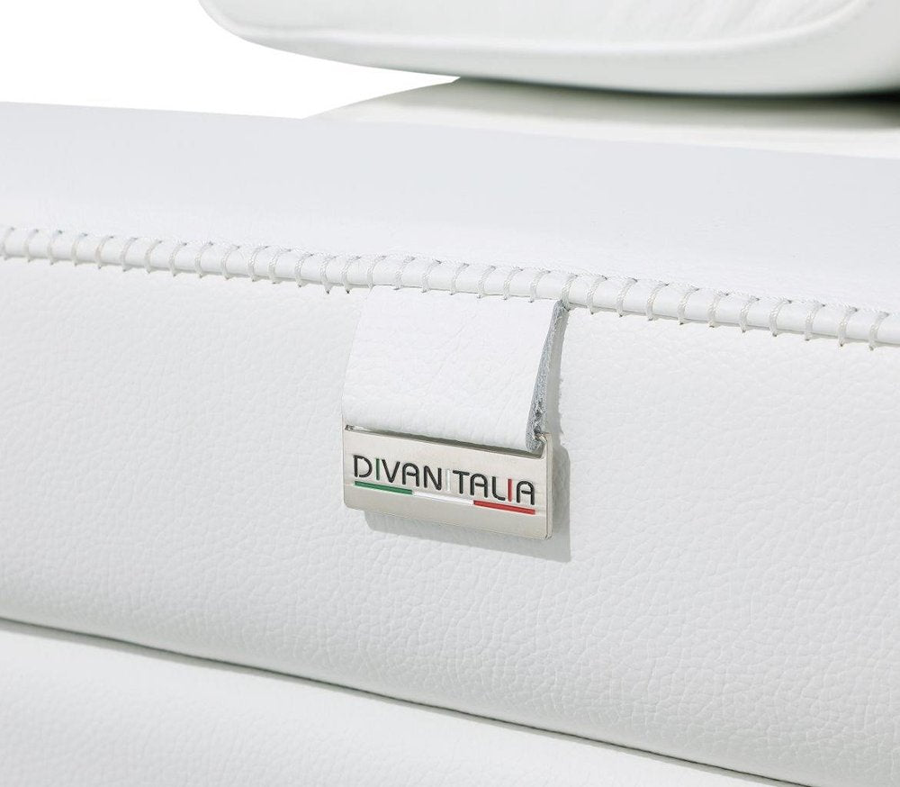 White Italian Leather Modular L Shaped Five Piece Corner Sectional