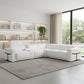 White Italian Leather Modular L Shaped Six Piece Corner Sectional With Console