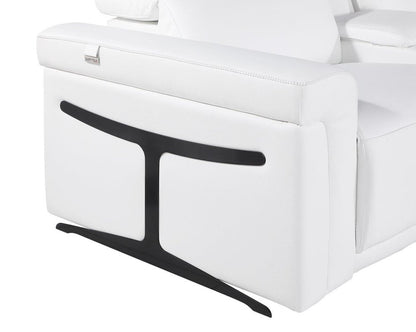 White Italian Leather Modular L Shaped Six Piece Corner Sectional With Console