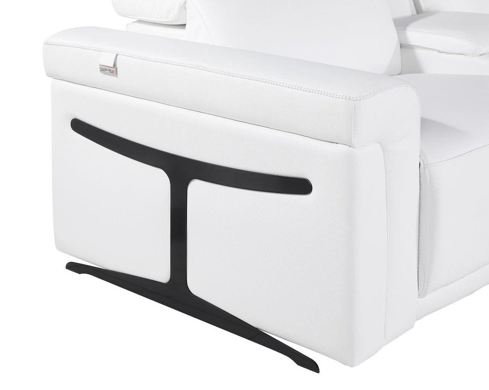 White Italian Leather Modular L Shaped Six Piece Corner Sectional With Console