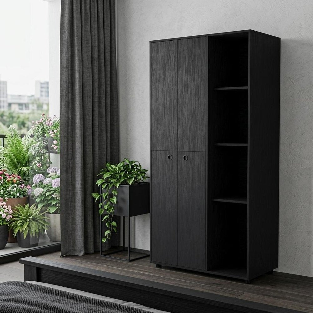 35" Black Wood Single Drawer Dresser