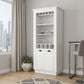 70" White Bar Cabinet With Wine Storage