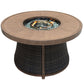 50000 BTU 42" Brown Aluminum And Rattan Propane Round Fire Pit Table With Cover