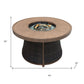 50000 BTU 42" Brown Aluminum And Rattan Propane Round Fire Pit Table With Cover