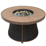 50000 BTU 42" Brown Aluminum Natural Gas Round Fire Pit Table With Cover