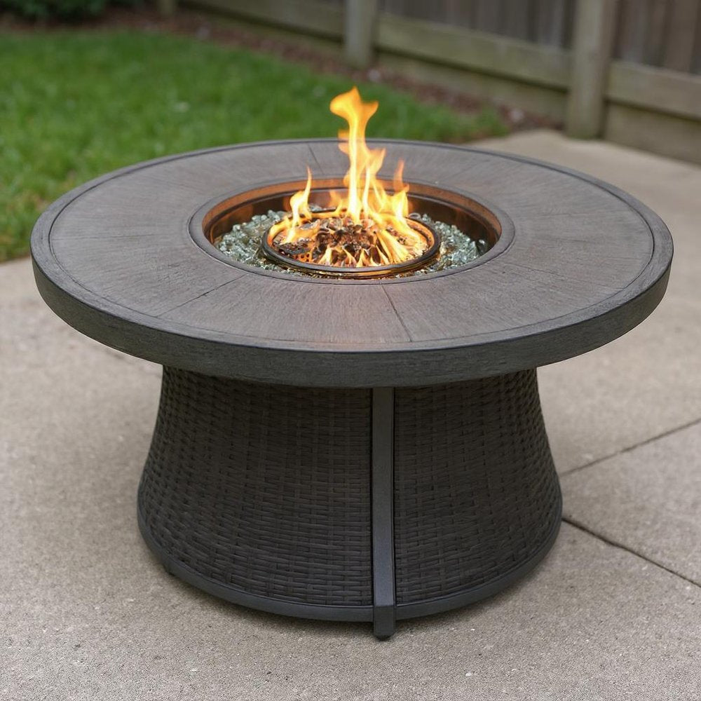 50000 BTU 42" Gray Aluminum Natural Gas Round Fire Pit Table With Cover