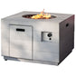 50000 BTU 35" Gray Aluminum Natural Gas Square Fire Pit Table With Cover