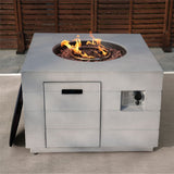 50000 BTU 35" Gray Aluminum Natural Gas Square Fire Pit Table With Cover