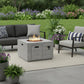 50000 BTU 35" Gray Aluminum Natural Gas Square Fire Pit Table With Cover