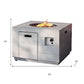 50000 BTU 35" Gray Aluminum Natural Gas Square Fire Pit Table With Cover