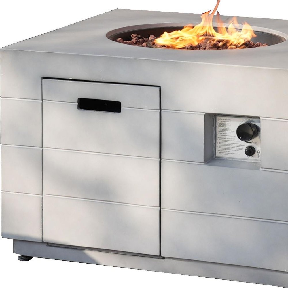 50000 BTU 35" Gray Aluminum Natural Gas Square Fire Pit Table With Cover