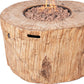 37" Brown Faux Wood Stump Propane Round Fire pit With Cover