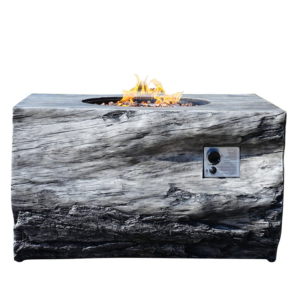 50000 BTU 40" Gray Aluminum Natural Gas Rectangular Fire Pit With Cover