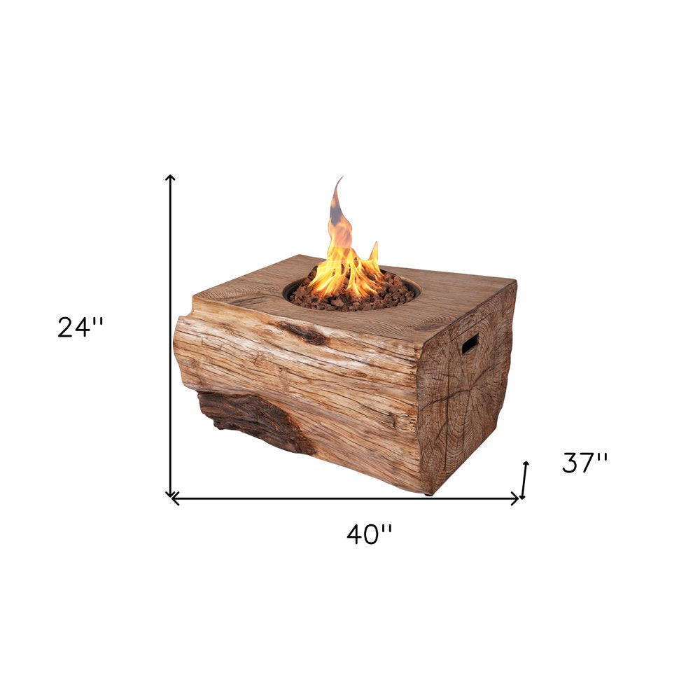 50000 BTU 40" Brown Aluminum Natural Gas Rectangular Fire Pit With Cover